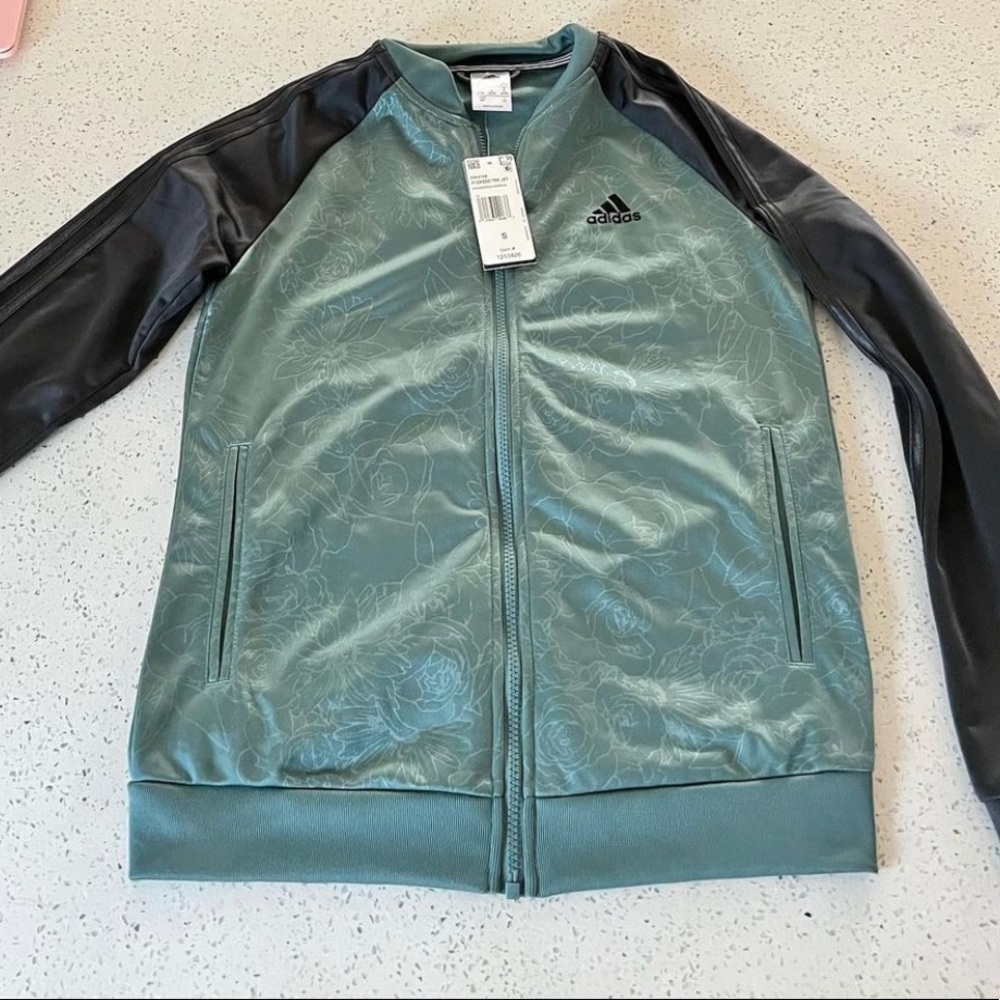 Adidas green flower track jacket